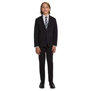 Haggar Big Boys 4 Piece Suit Set Pants Jacket - Black / White Size‎ 14